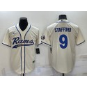 Los Angeles Rams #9 Matthew Stafford Bone Cool Base Stitched Baseball Jersey