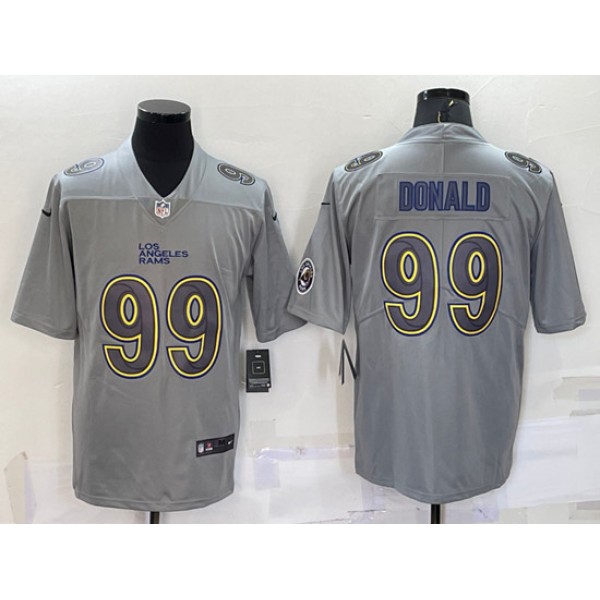 Los Angeles Rams #99 Aaron Donald Gray With Patch Atmosphere Fashion Stitched Jersey