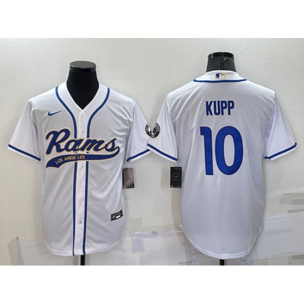 Los Angeles Rams #10 Cooper Kupp White With Patch Cool Base Stitched Baseball Jersey