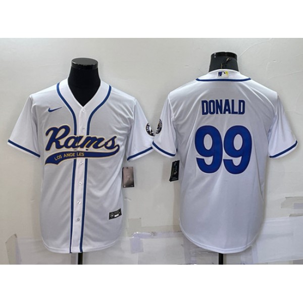 Los Angeles Rams #99 Aaron Donald White With Patch Cool Base Stitched Baseball Jersey