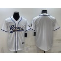 Los Angeles Rams Blank White With Patch Cool Base Stitched Baseball Jersey