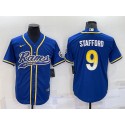Los Angeles Rams #9 Matthew Stafford Royal With Patch Cool Base Stitched Baseball Jersey