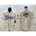 Los Angeles Rams Bone Team Big Logo With Patch Cool Base Stitched Baseball Jersey