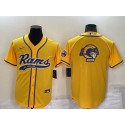 Los Angeles Rams Yellow Team Big Logo With Patch Cool Base Stitched Baseball Jersey