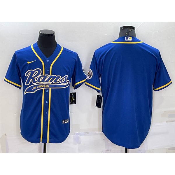 Los Angeles Rams Blank Royal With Patch Cool Base Stitched Baseball Jersey