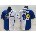 Los Angeles Rams #99 Aaron Donald Royal White Split With Patch Cool Base Stitched Baseball Jersey