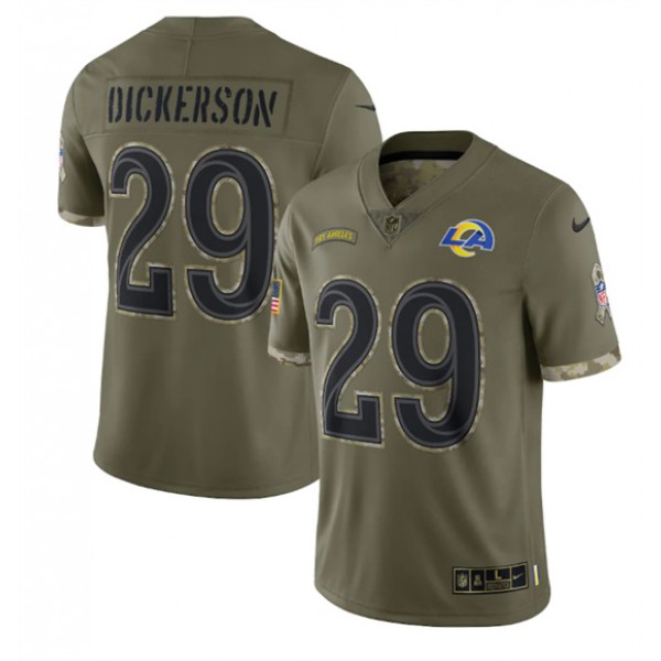 Los Angeles Rams #29 Eric Dickerson 2022 Olive Salute To Service Limited Stitched Jersey