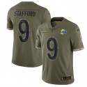 Los Angeles Rams #9 Matthew Stafford 2022 Olive Salute To Service Limited Stitched Jersey