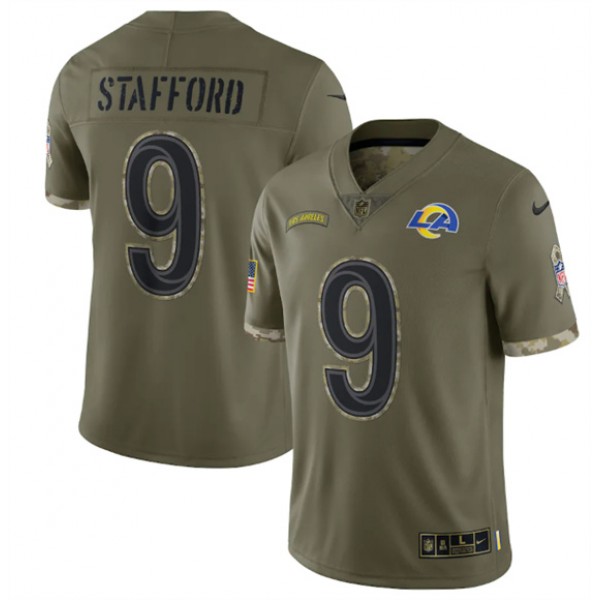 Los Angeles Rams #9 Matthew Stafford 2022 Olive Salute To Service Limited Stitched Jersey