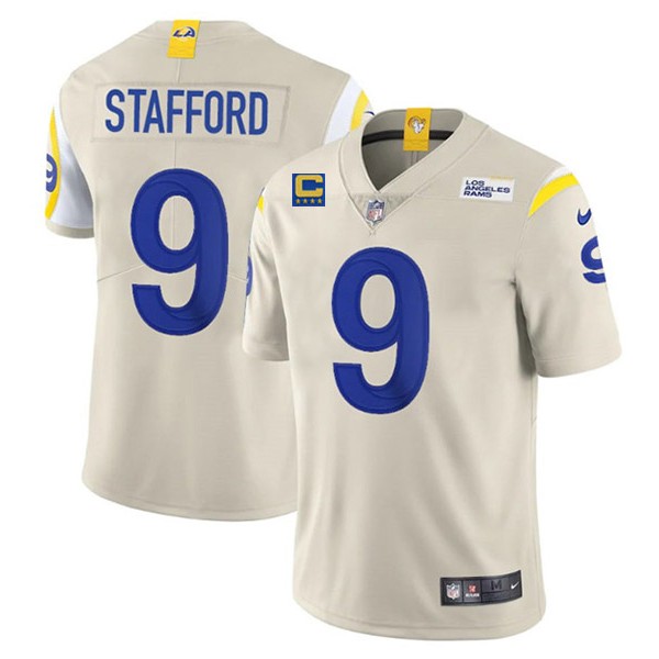 Los Angeles Rams 2022 #9 Matthew Stafford Bone White With 4-Star C Patch Stitched Jersey