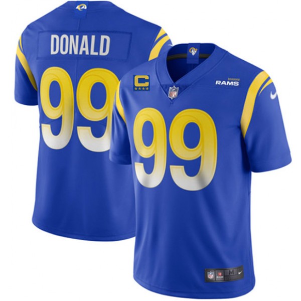 Los Angeles Rams 2022 #99 Aaron Donald Blue With 4-Star C Patch Stitched Jersey