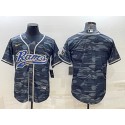 Los Angeles Rams Blank Gray Navy With Patch Cool Base Stitched Baseball Jersey