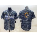 Los Angeles Rams Gray Camo Team Big Logo With Patch Cool Base Stitched Baseball Jersey