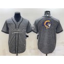 Los Angeles Rams Gray Team Big Logo With Patch Cool Base Stitched Baseball Jersey