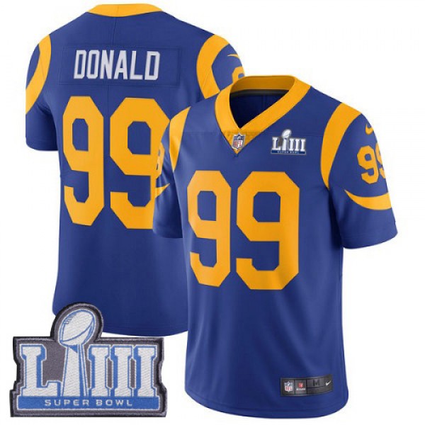 Los Angeles Rams #99 Aaron Donald Royal Blue Super Bowl LIII Vapor Untouchable Limited Stitched Jersey