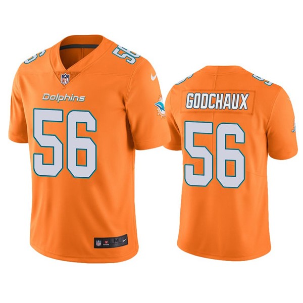 Miami Dolphins #56 Davon Godchaux Orange Vapor Limited Stitched Jersey
