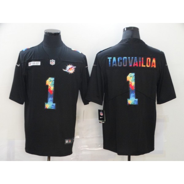 Miami Dolphins #1 Tua Tagovailoa 2020 Black Crucial Catch Limited Stitched Jersey