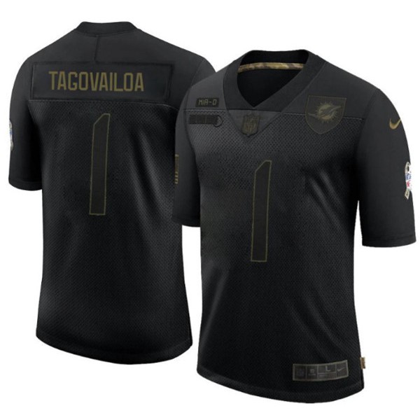 Miami Dolphins #1 Tua Tagovailoa 2020 Black Salute To Service Limited Stitched Jersey