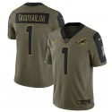 Miami Dolphins #1 Tua Tagovailoa 2021 Olive Salute To Service Limited Stitched Jersey