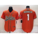 Miami Dolphins #1 Tua Tagovailoa Orange Cool Base Stitched Baseball Jersey