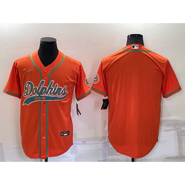 Miami Dolphins Blank Orange Cool Base Stitched Baseball Jersey
