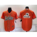 Miami Dolphins Orange Team Big Logo With Patch Cool Base Stitched Baseball Jersey