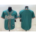 Miami Dolphins Blank Aqua With Patch Cool Base Stitched Baseball Jersey