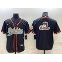 Miami Dolphins Black Team Big Logo With Patch Cool Base Stitched Baseball Jersey