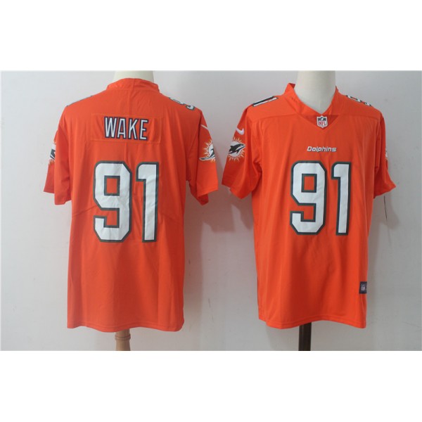 Miami Dolphins #91 Cameron Wake Orange Vapor Untouchable Limited Stitched Nike Jersey