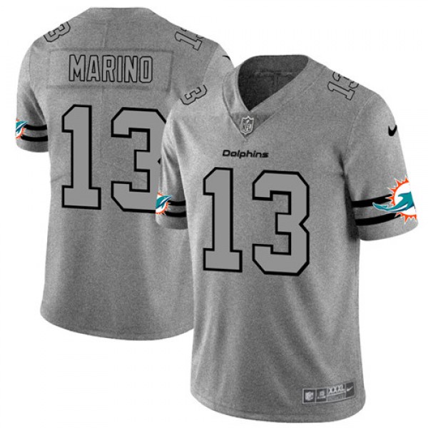 Miami Dolphins #13 Dan Marino 2019 Gray Gridiron Team Logo Limited Stitched Jersey