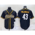 Pittsburgh Steelers #43 Troy Polamalu Black With Patch Cool Base Stitched Baseball Jersey