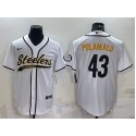 Pittsburgh Steelers #43 Troy Polamalu White With Patch Cool Base Stitched Baseball Jersey