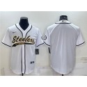 Pittsburgh Steelers Blank White With Patch Cool Base Stitched Baseball Jersey