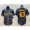 Pittsburgh Steelers #43 Troy Polamalu Gray Navy Camo With Patch Cool Base Stitched Baseball Jersey