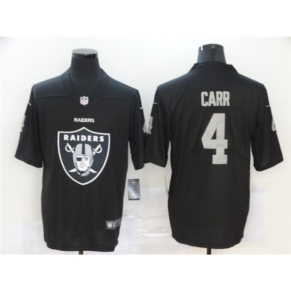 Raiders #4 Derek Carr 2020 Team Big Logo Black Limited Stitched Jersey