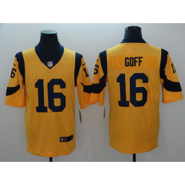 Rams #16 Jared Goff Royal Gold Vapor Untouchable Limited Stitched Jersey