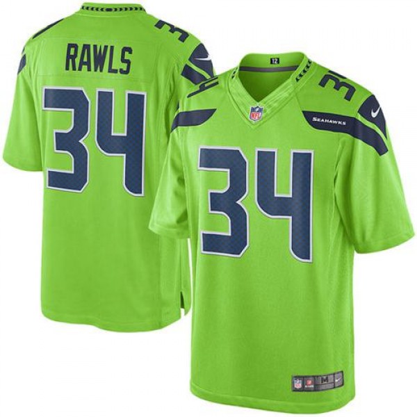 Seahawks #34 Thomas Rawls Green Stitched Limited Rush Nike Jersey