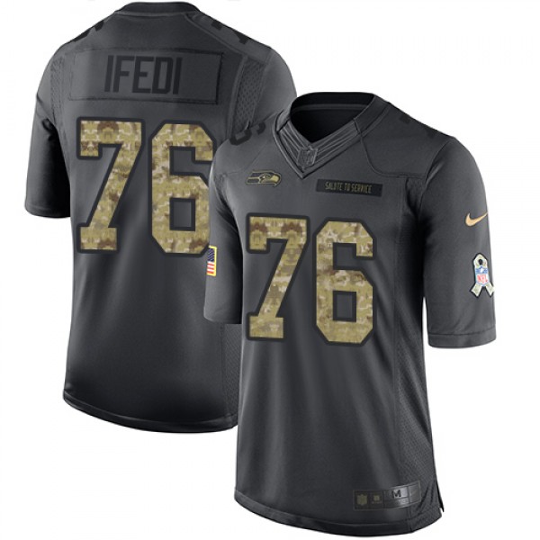 Seahawks #76 Germain Ifedi Black Stitched Limited 2016 Salute To Service Nike Jersey