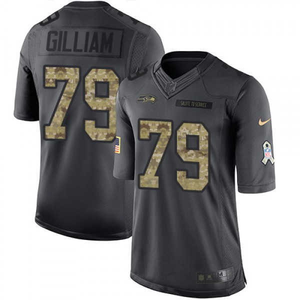 Seahawks #79 Garry Gilliam Black Stitched Limited 2016 Salute To Service Nike Jersey