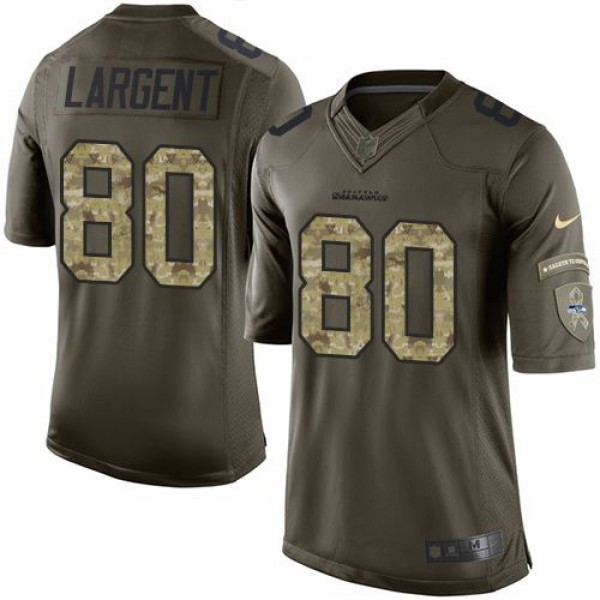 Seahawks #80 Steve Largent Green Stitched Limited Salute To Service Nike Jersey