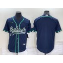 Seattle Seahawks Blank Navy Cool Base Stitched Baseball Jersey