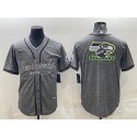Seattle Seahawks Gray Team Big Logo With Patch Cool Base Stitched Baseball Jersey