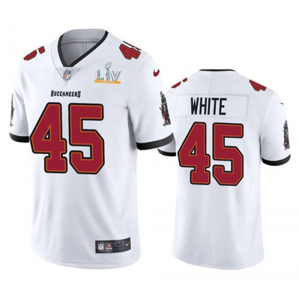 Tampa Bay Buccaneers #45 Devin White White 2021 Super Bowl LV Limited Stitched Jersey