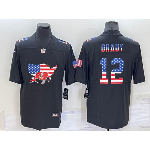 Tampa Bay Buccaneers #12 Tom Brady Black USA Flag Limited Stitched Jersey