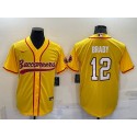 Tampa Bay Buccaneers #12 Tom Brady Yellow Cool Base Stitched Baseball Jersey