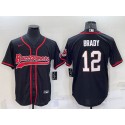 Tampa Bay Buccaneers #12 Tom Brady Black Cool Base Stitched Baseball Jersey