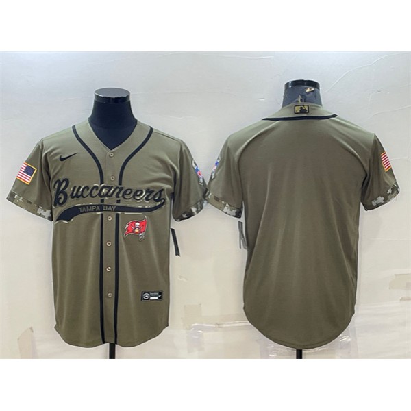 Tampa Bay Buccaneers Blank Olive 2022 Salute To Service Cool Base Stitched Baseball Jersey