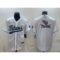 Tennessee Titans White Team Big Logo With Patch Cool Base Stitched Baseball Jersey