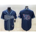 Tennessee Titans #22 Derrick Henry Navy Team Big Logo With Patch Cool Base Stitched Baseball Jersey