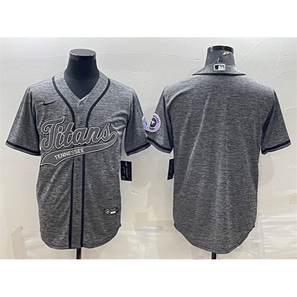 Tennessee Titans Blank Gray With Patch Cool Base Stitched Baseball Jersey